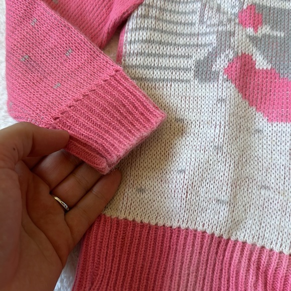 Vintage 90s pink knit bunny sweater - Picture 5 of 8